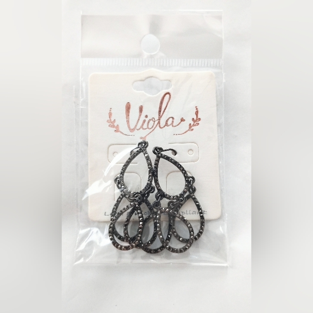Black Teardrop Statement Earrings